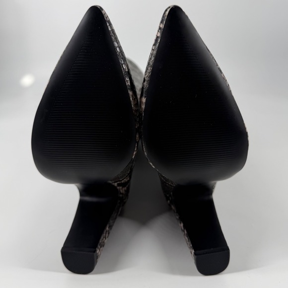 New Steve Madden Rouge Snakeskin Knee High Block Heel Boots Grey Black Women 11M - Picture 8 of 9